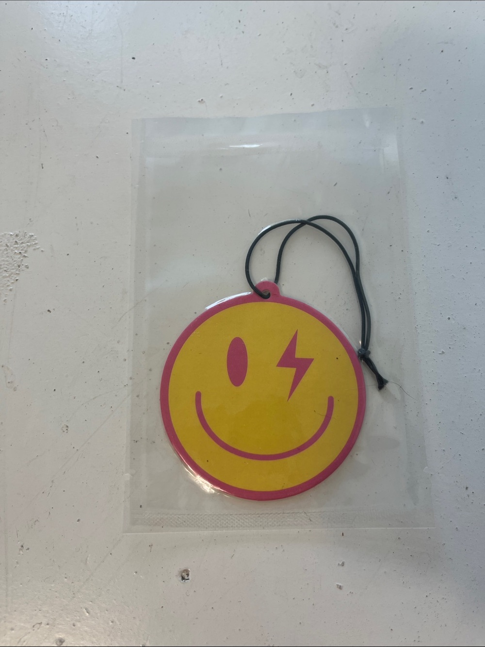 Amazon Pink and Yellow Smiley Face Car Air Freshner Rearview Mirror Hanger Decor